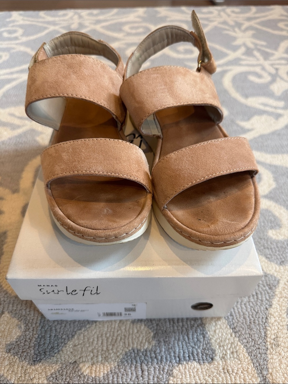 Mana Suede Double-Strap Sandals in Blush Sz 36